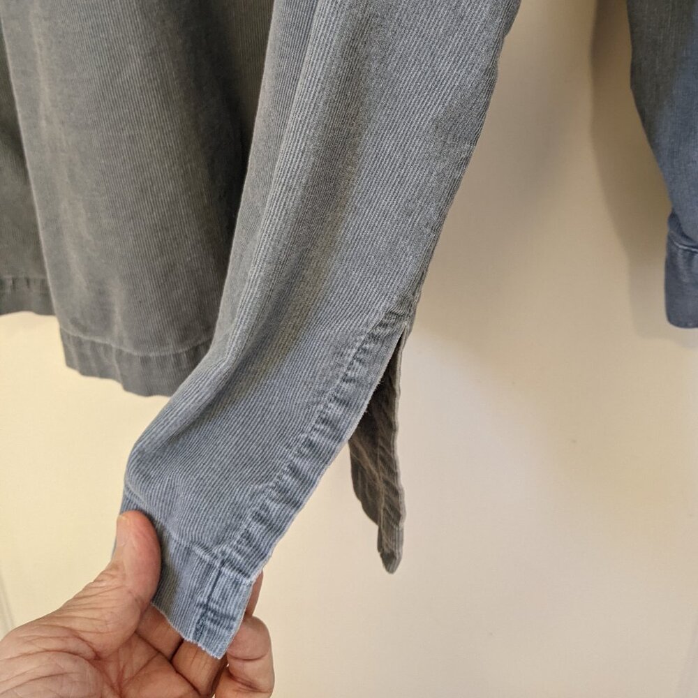 J Jill Corduroy Button Up Shirt Top L Gray Cotton Minimalist Capsule Wardrobe - Picture 4 of 8